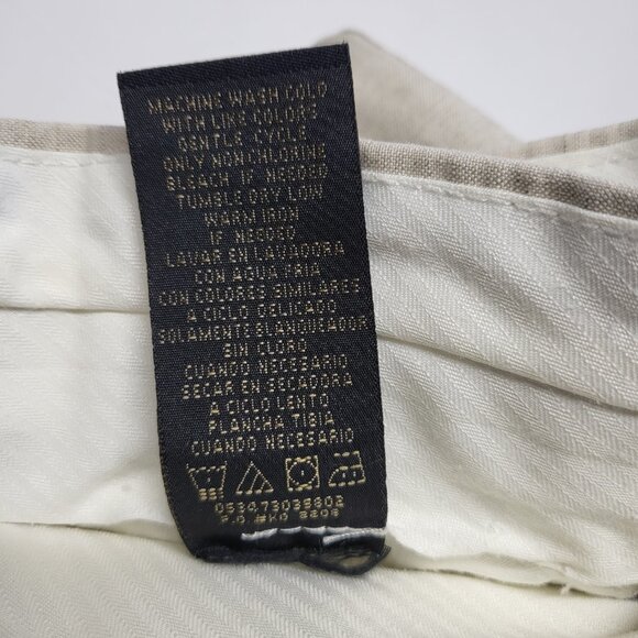 Axis Mens Pants Linen Blend 36 X 34 Straight Leg Pockets Cream Washable - Picture 5 of 14